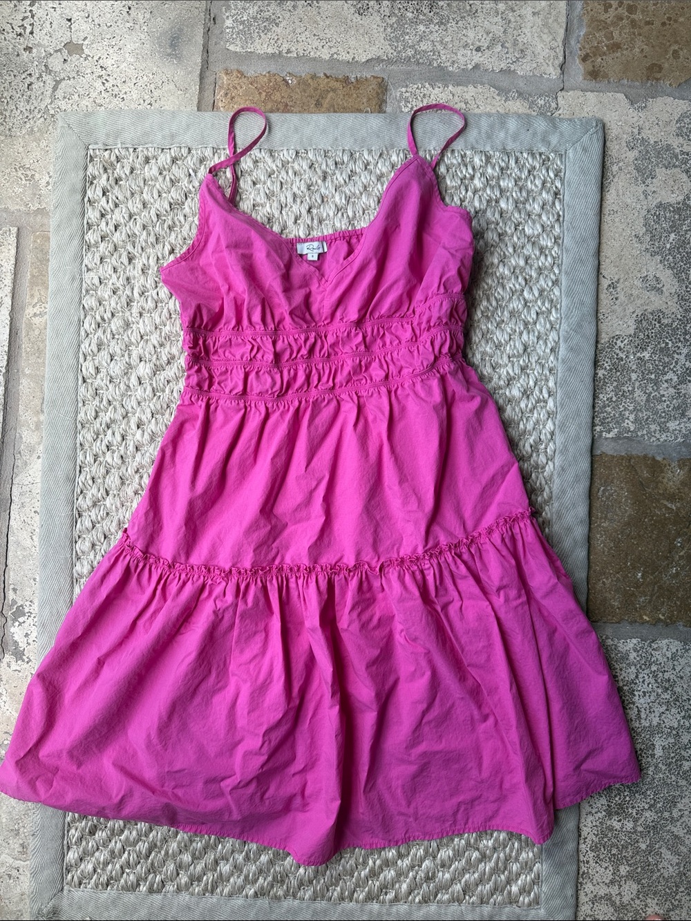 Rails Hot Pink Smocked Tiered Mini Dress